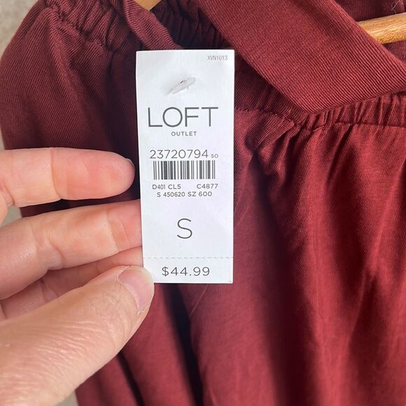 Loft Cold Shoulder Blouse Womens Small Red Burgundy - Picture 5 of 6